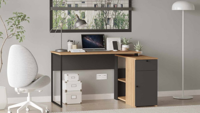 Hanah Home Nor1-Sa Escritorio de Estudio Natural y Antracita Hanah Home Nor1-Sa Escritorio de Estudio Natural y Antracita